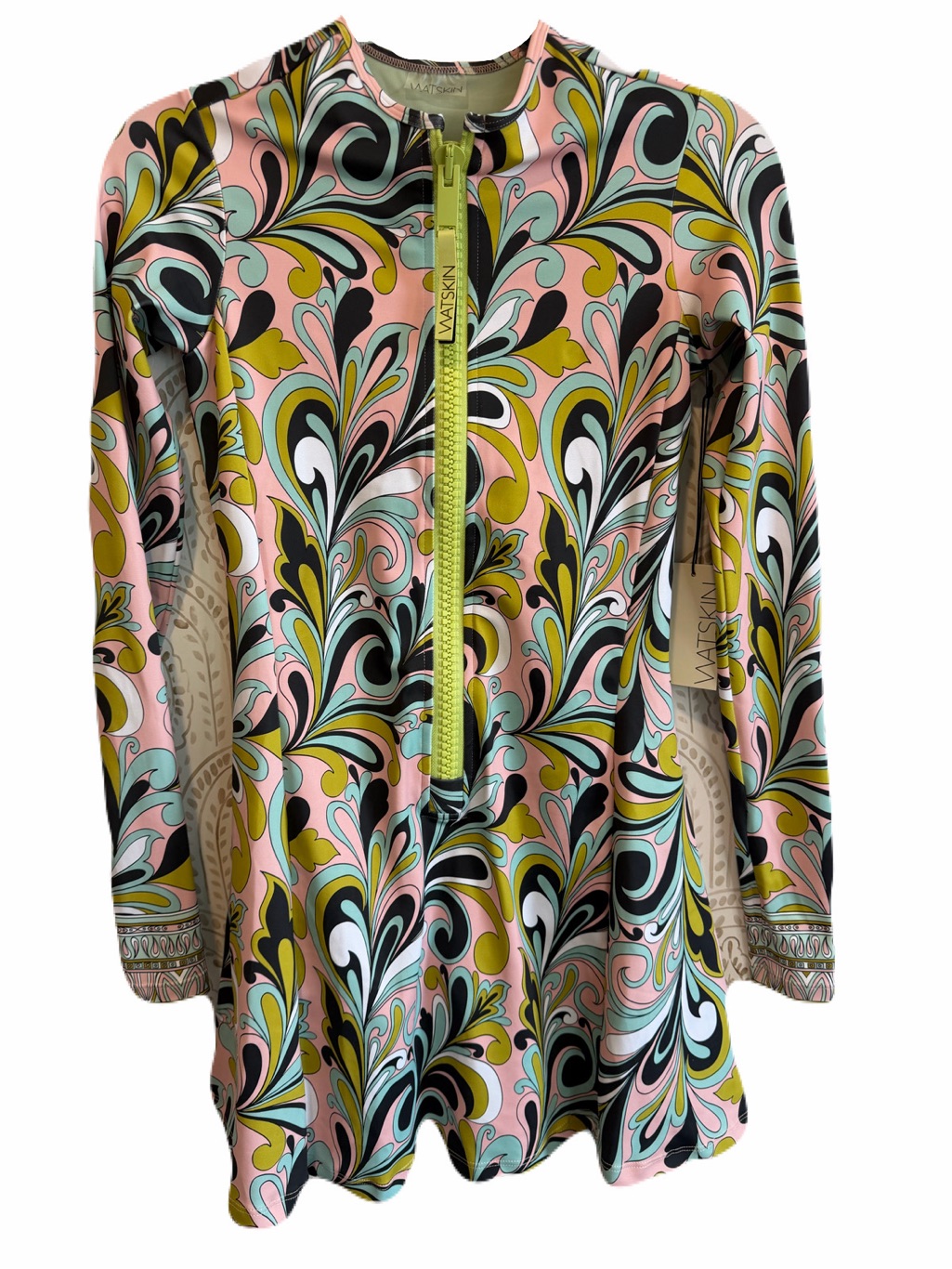 Free People Watskin Upf 50+ Nwt Athletic Dress Lime, Pink Paisley Size Small — image 3 of 8